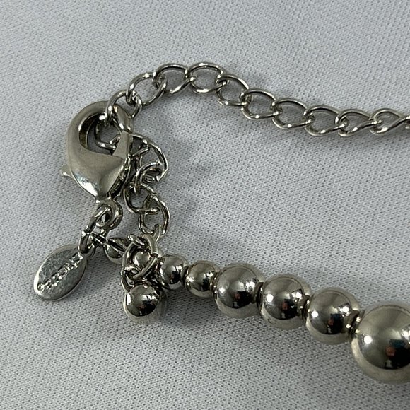 Chicos Silver Tone Beaded Necklace Rhinestones 22" Adjustable - Picture 9 of 11